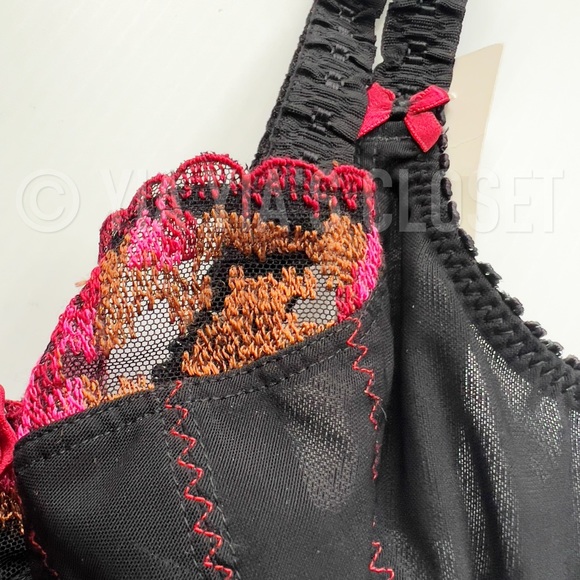Empreinte 32C Rose 08129 Black/Red Underwire Balcony/Demi Lace Bra - NEW Pin-Up - Picture 8 of 15